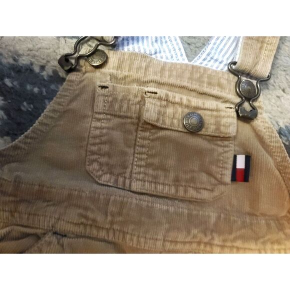 Tommy Hilfiger Vintage 90s Carpenter Tan Bib Corduroy Overalls Toddler 12-18M - Picture 5 of 8